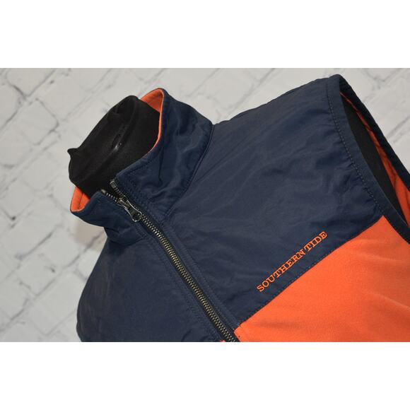 Southern Tide Fleece Jacket Vest Womens Size Small Zip Pockets Orange Blue - Picture 2 of 7
